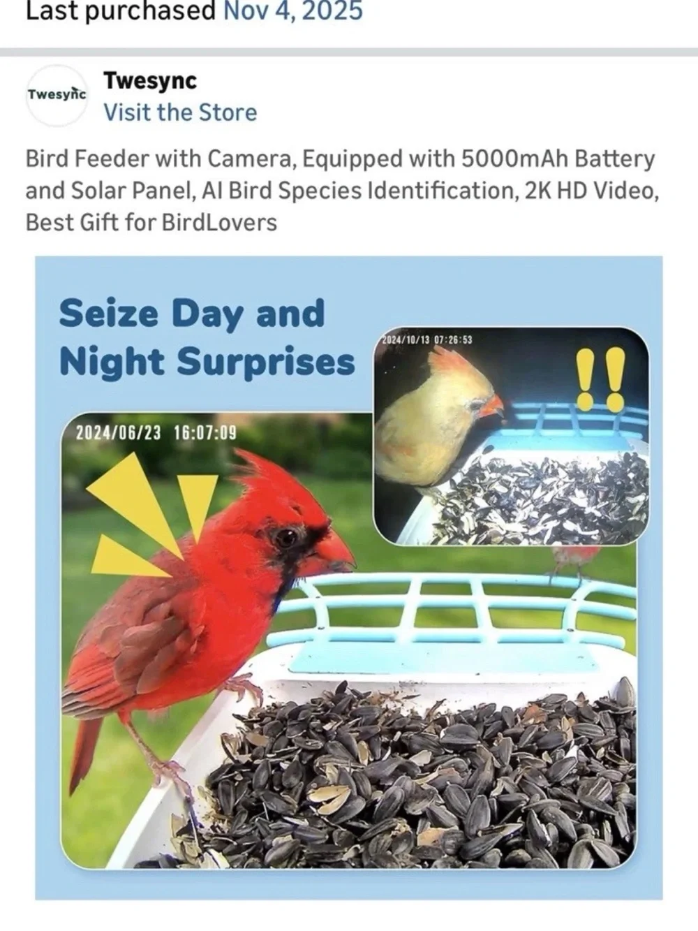 Brand new Bird Feeder Camera 2k Hd video